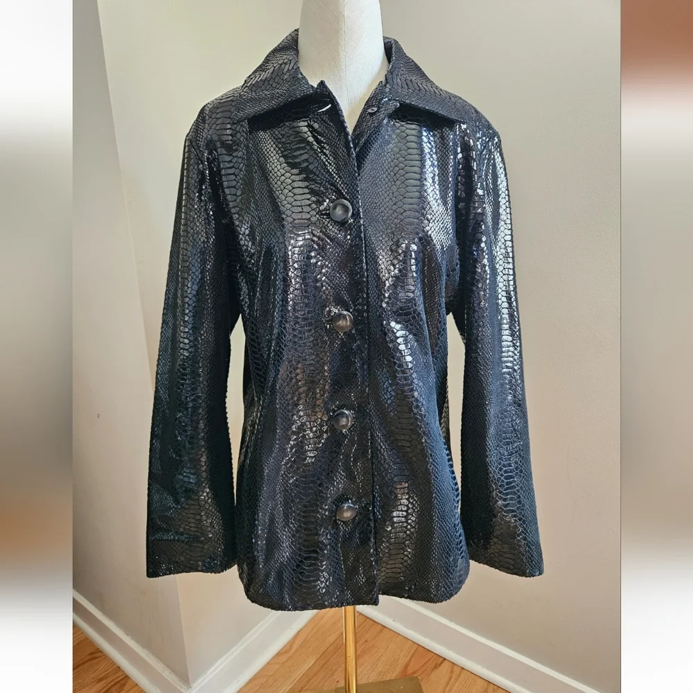 Chico’s Black 100% Leather Jacket Chico's Sz 2 GORGEOUS!!!